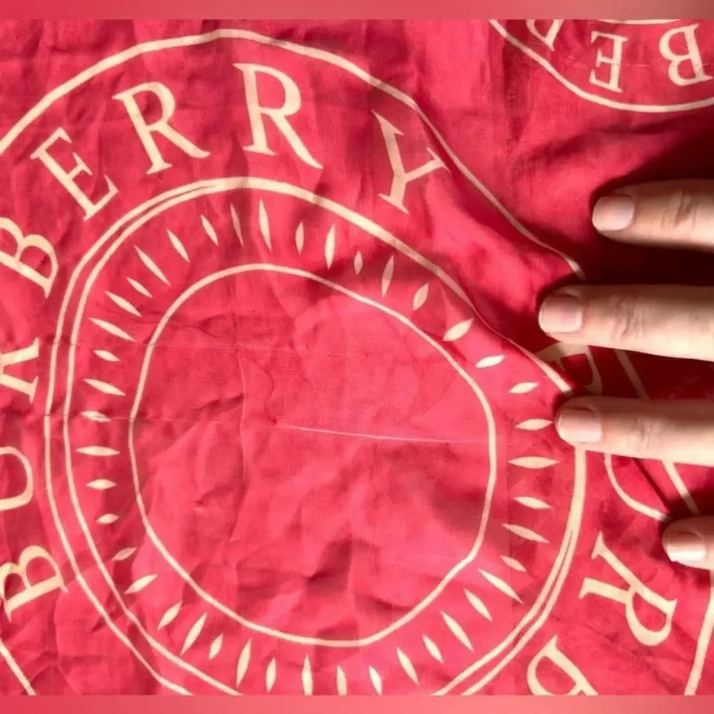 Burberry Silk Lightweight Logo Graphic Scarf in red black xl size